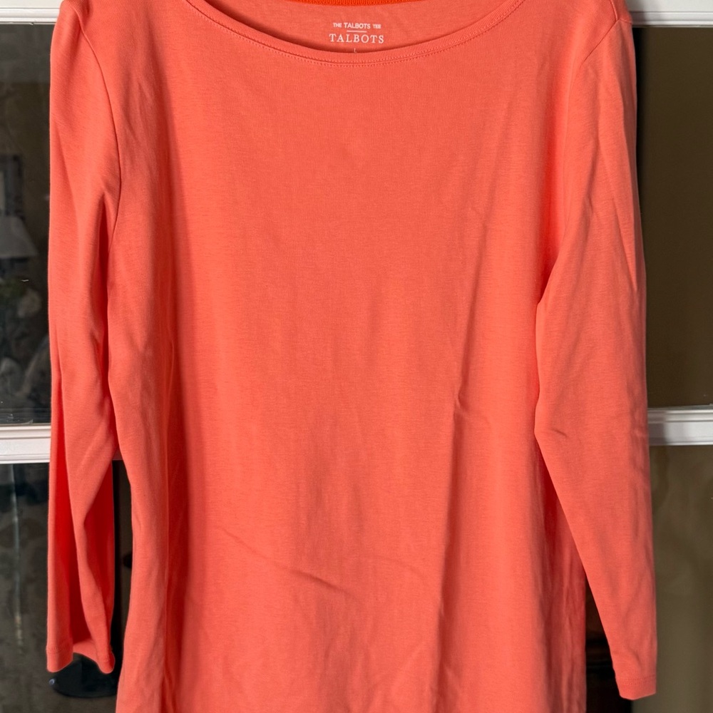 Talbots Women's 3/4 Sleeve Coral Tee